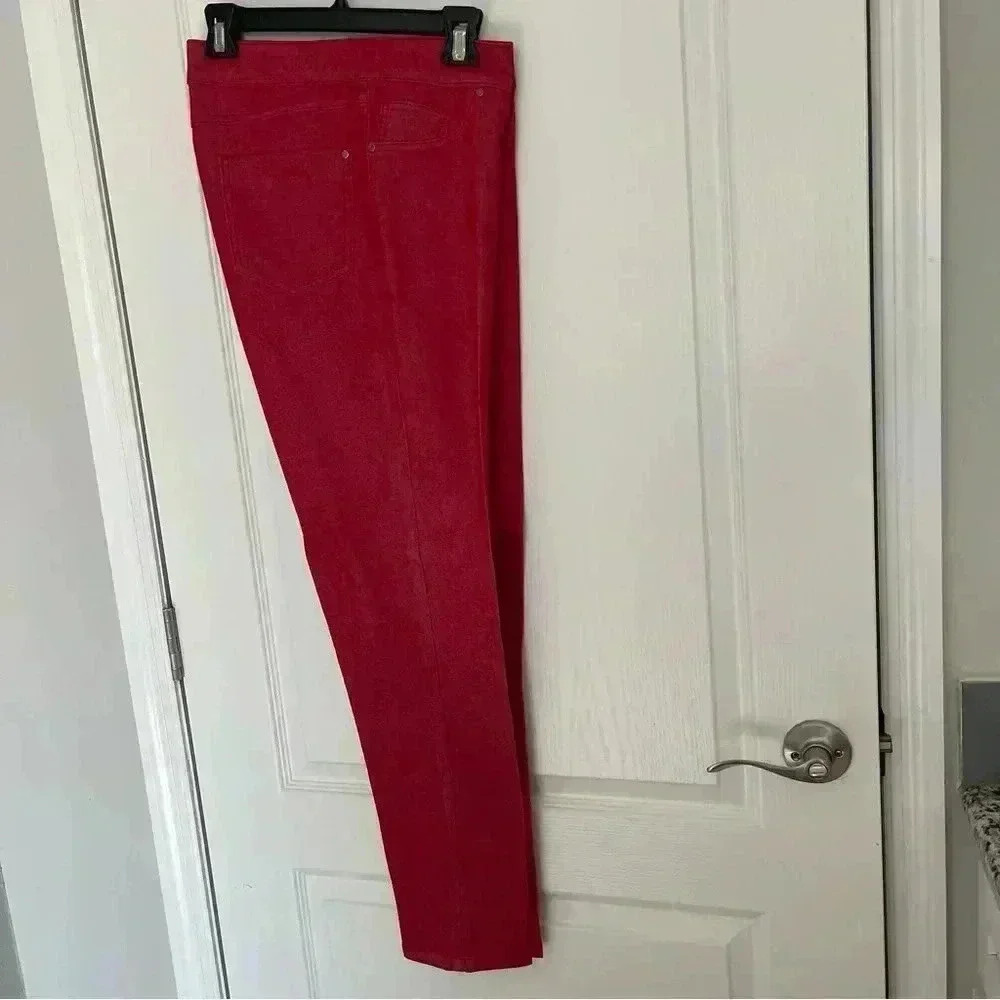 Red Denim Straight Leg Jeans